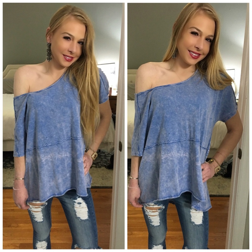 LAST 2!! 💕Pretty in blue Mineral wash tunic - Picture 2 of 3